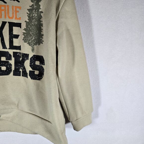 Star Ride brand Boys Hoodie, Tan, Large Size 7 Mountains Take Risks - Picture 3 of 13